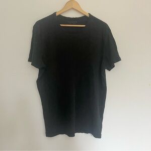 All Saints Black Men's T Shirt w Raw Edge Trim Classic Lightweight Semi Sheer L